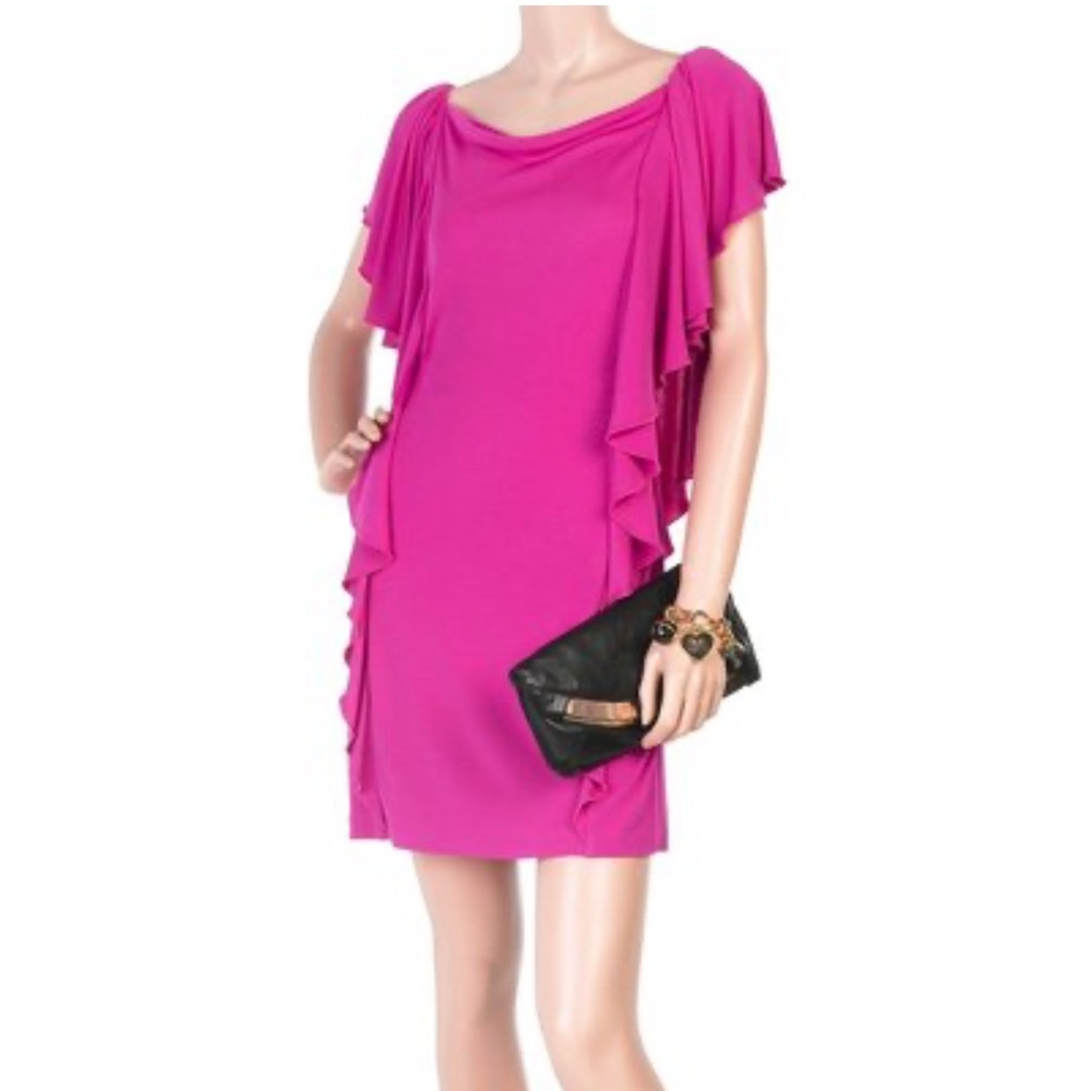 DIANE VON FURSTENBERG DVF Hazelle Pink fuchsia Ruffle Short Dress Sz.4